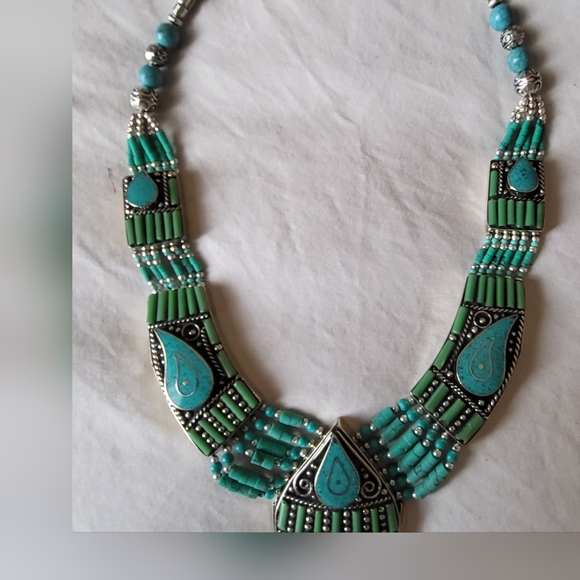 Tibetan Turquoise Necklace Bracelet Ring Set - Picture 5 of 5